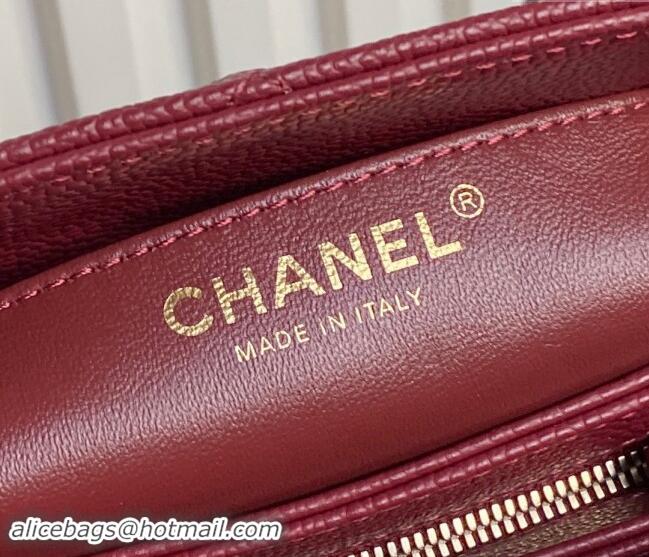 Well Crafted Chanel Grained Shiny Calfskin Small Bowling bag AS5137 Burgundy 2024