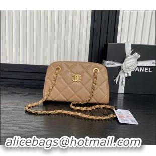 Buy Classic Chanel Grained Shiny Calfskin Small Bowling bag AS5137 Beige 2024