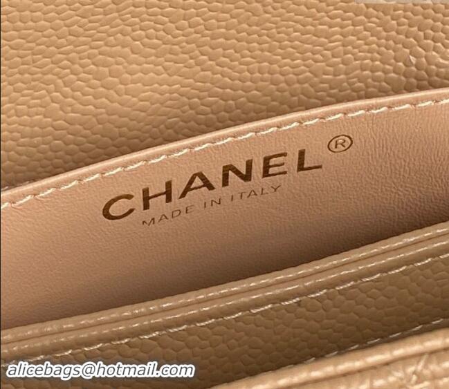 Buy Classic Chanel Grained Shiny Calfskin Small Bowling bag AS5137 Beige 2024