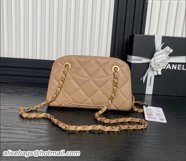 Buy Classic Chanel Grained Shiny Calfskin Small Bowling bag AS5137 Beige 2024