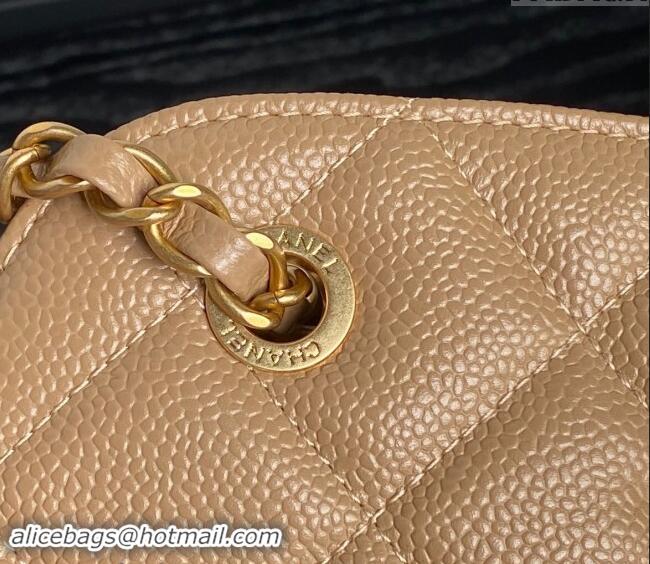 Buy Classic Chanel Grained Shiny Calfskin Small Bowling bag AS5137 Beige 2024