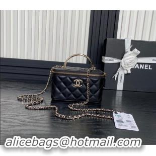 Promotional Chanel Lambskin & Strass Clutch with Chain and Top Handle AP4317 Black 2024