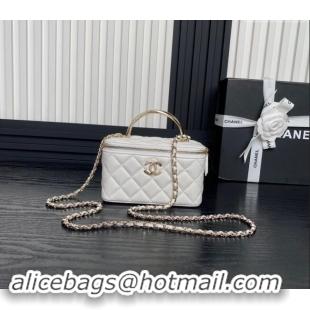 Best Quality Chanel Lambskin & Strass Clutch with Chain and Top Handle AP4317 White 2024