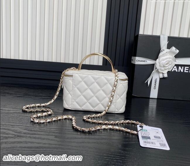 Best Quality Chanel Lambskin & Strass Clutch with Chain and Top Handle AP4317 White 2024