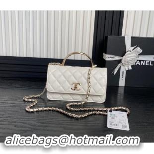 Market Sells Chanel Lambskin & Strass Clutch with Chain and Top Handle AP4293 White 2024