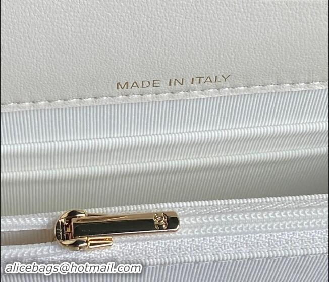 Market Sells Chanel Lambskin & Strass Clutch with Chain and Top Handle AP4293 White 2024