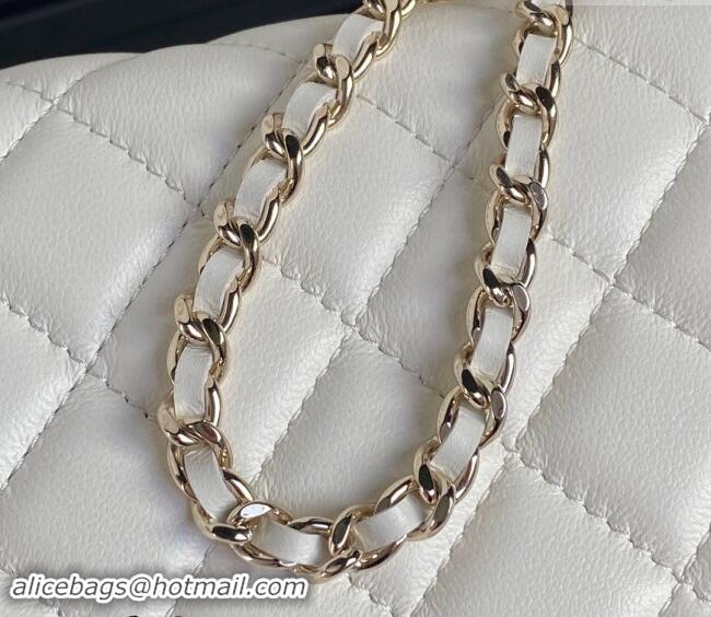 Market Sells Chanel Lambskin & Strass Clutch with Chain and Top Handle AP4293 White 2024