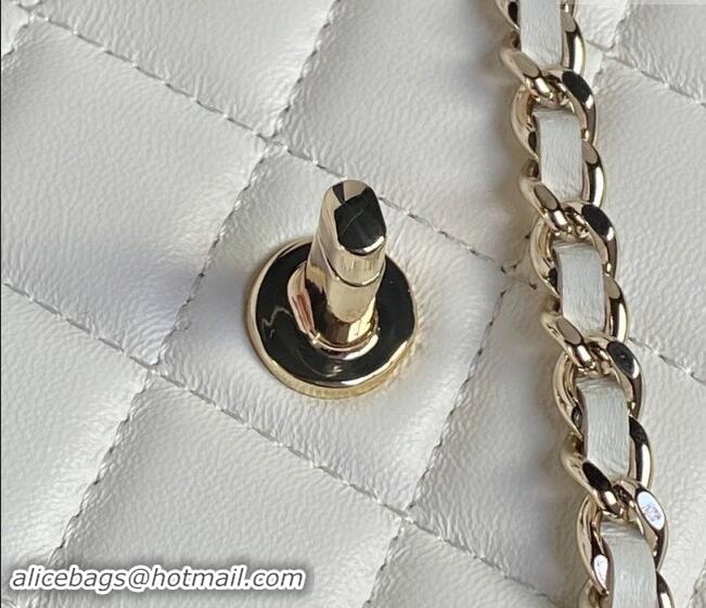 Market Sells Chanel Lambskin & Strass Clutch with Chain and Top Handle AP4293 White 2024