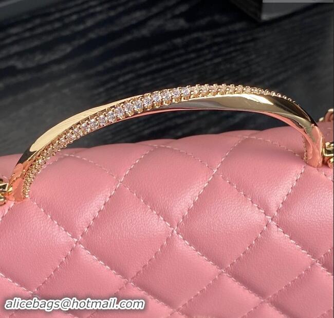 Cheapest Chanel Lambskin & Strass Clutch with Chain and Top Handle AP4293 Light Pink 2024