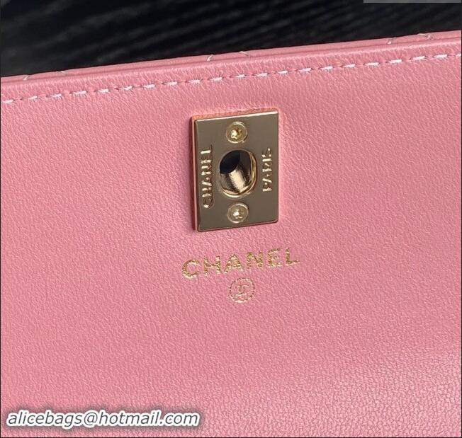 Cheapest Chanel Lambskin & Strass Clutch with Chain and Top Handle AP4293 Light Pink 2024