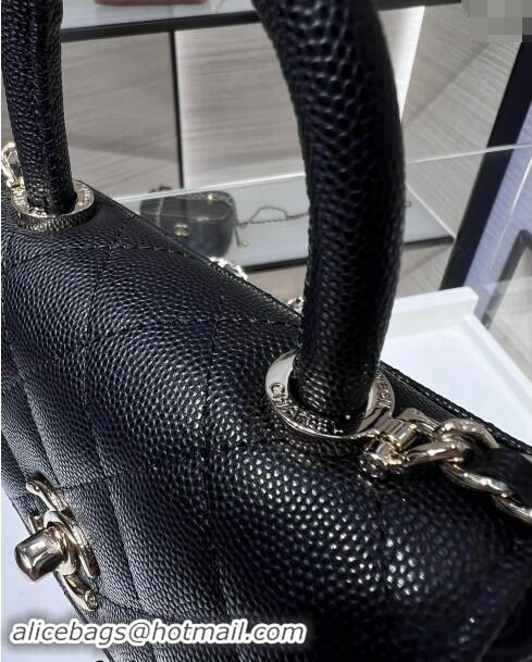 Chanel Grained Calfskin Clutch with Chain and Top Handle AP4244 Black 2024