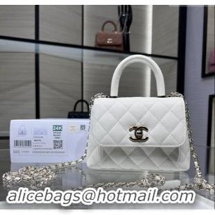 Pretty Style Chanel Grained Calfskin Clutch with Chain and Top Handle AP4244 White 2024