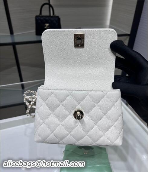 Pretty Style Chanel Grained Calfskin Clutch with Chain and Top Handle AP4244 White 2024