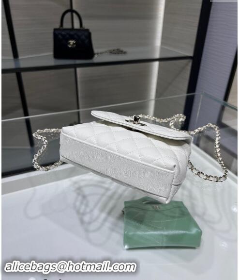 Pretty Style Chanel Grained Calfskin Clutch with Chain and Top Handle AP4244 White 2024