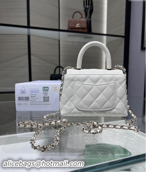 Pretty Style Chanel Grained Calfskin Clutch with Chain and Top Handle AP4244 White 2024