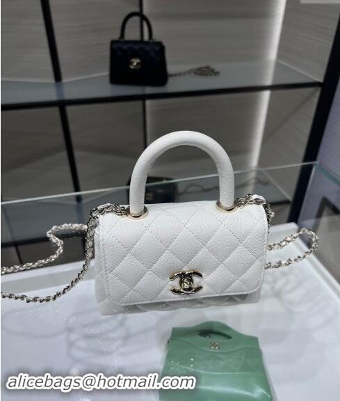 Pretty Style Chanel Grained Calfskin Clutch with Chain and Top Handle AP4244 White 2024