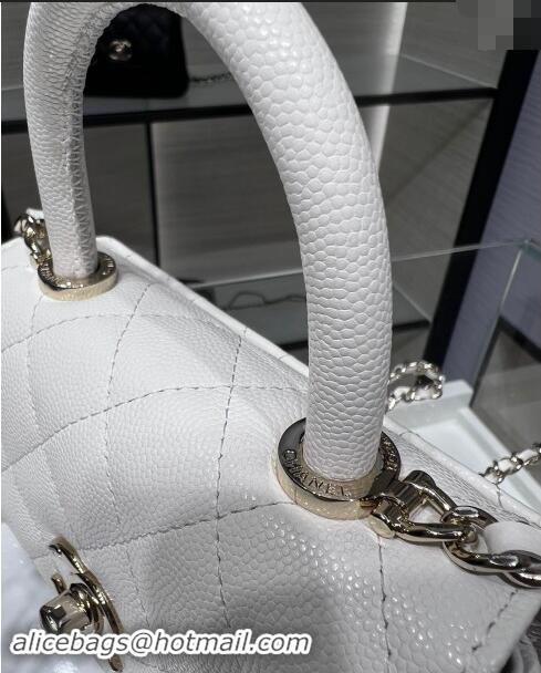 Pretty Style Chanel Grained Calfskin Clutch with Chain and Top Handle AP4244 White 2024