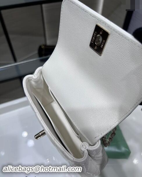 Pretty Style Chanel Grained Calfskin Clutch with Chain and Top Handle AP4244 White 2024