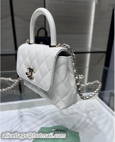 Pretty Style Chanel Grained Calfskin Clutch with Chain and Top Handle AP4244 White 2024