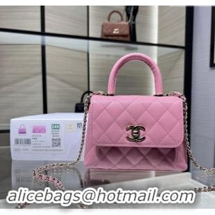 Low Cost Chanel Grained Calfskin Clutch with Chain and Top Handle AP4244 Pink 2024