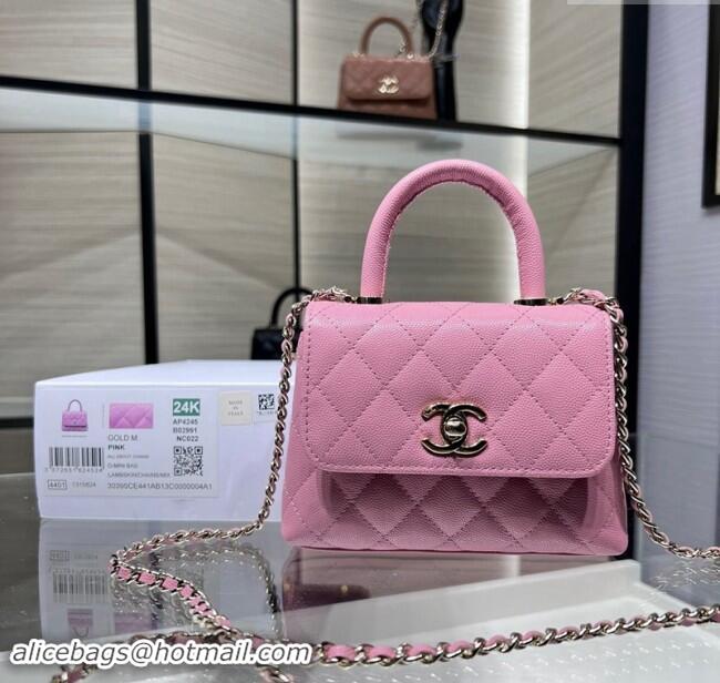 Low Cost Chanel Grained Calfskin Clutch with Chain and Top Handle AP4244 Pink 2024