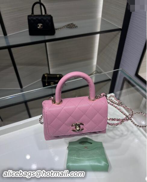 Low Cost Chanel Grained Calfskin Clutch with Chain and Top Handle AP4244 Pink 2024