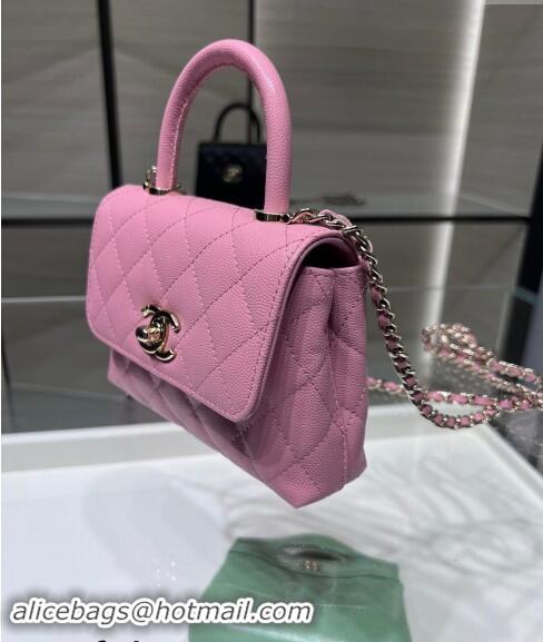 Low Cost Chanel Grained Calfskin Clutch with Chain and Top Handle AP4244 Pink 2024