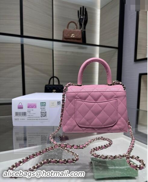 Low Cost Chanel Grained Calfskin Clutch with Chain and Top Handle AP4244 Pink 2024