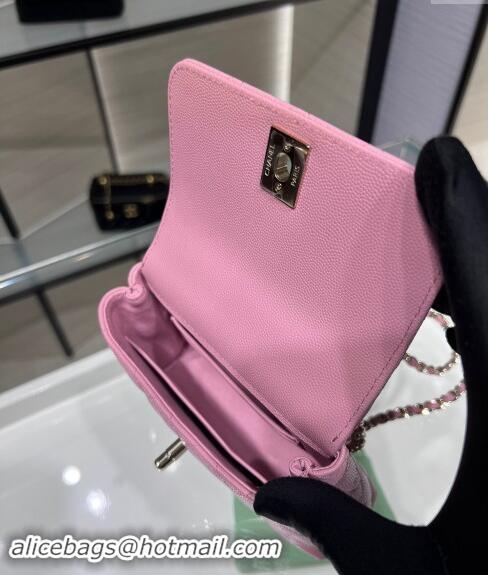 Low Cost Chanel Grained Calfskin Clutch with Chain and Top Handle AP4244 Pink 2024