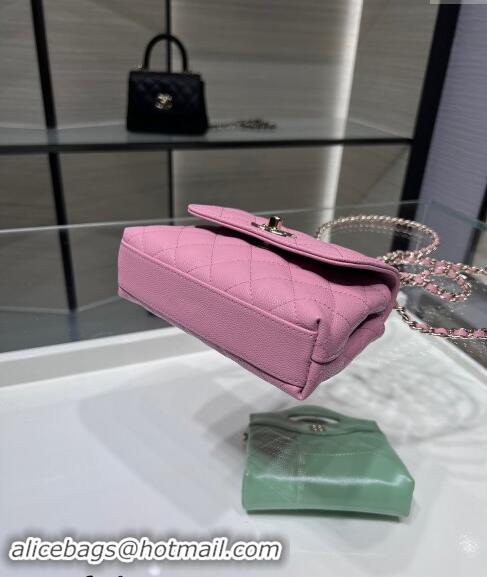 Low Cost Chanel Grained Calfskin Clutch with Chain and Top Handle AP4244 Pink 2024