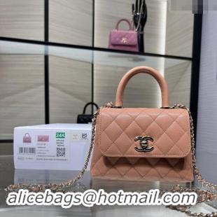 Top Grade Chanel Grained Calfskin Clutch with Chain and Top Handle AP4244 Rose Beige 2024