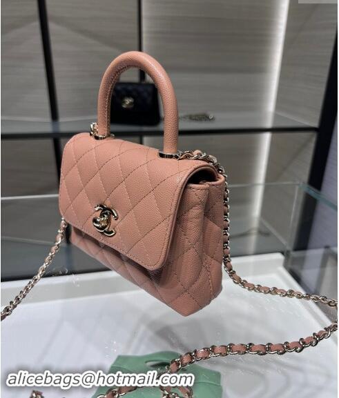 Top Grade Chanel Grained Calfskin Clutch with Chain and Top Handle AP4244 Rose Beige 2024