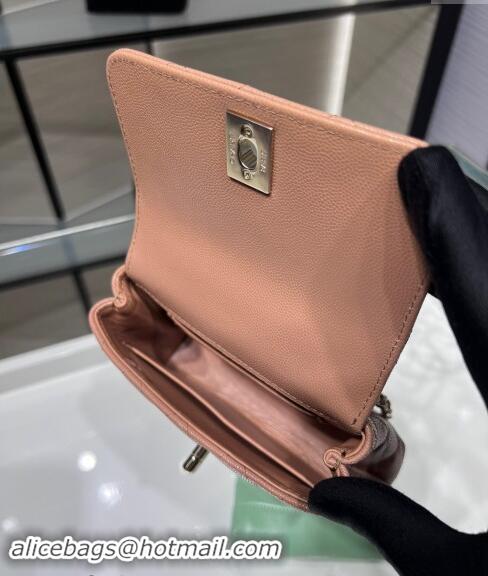 Top Grade Chanel Grained Calfskin Clutch with Chain and Top Handle AP4244 Rose Beige 2024