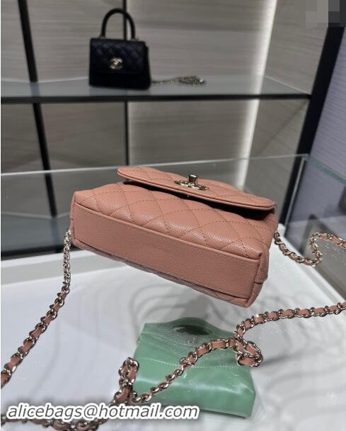 Top Grade Chanel Grained Calfskin Clutch with Chain and Top Handle AP4244 Rose Beige 2024