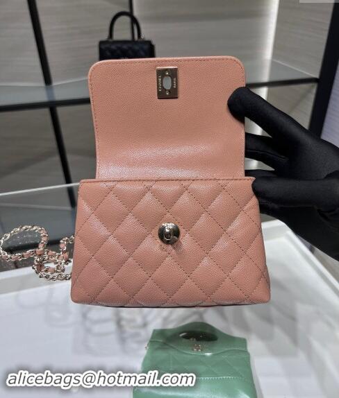 Top Grade Chanel Grained Calfskin Clutch with Chain and Top Handle AP4244 Rose Beige 2024