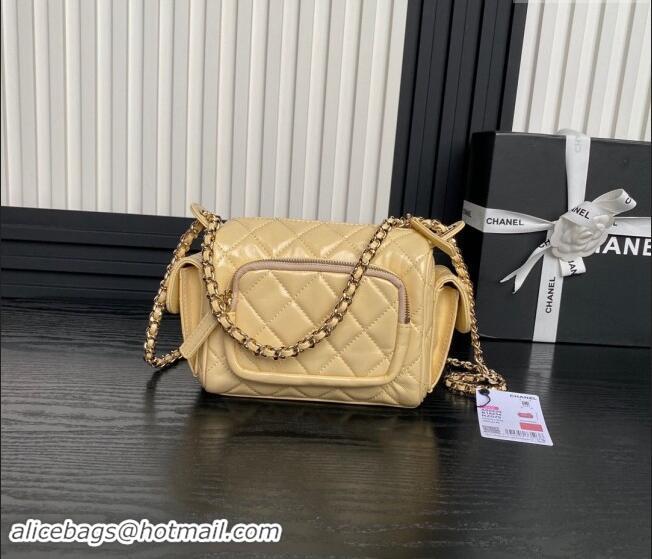 Reasonable Price Chanel Shiny Crumpled Lambskin Small Camera Case bag AS5220 Beige 2024