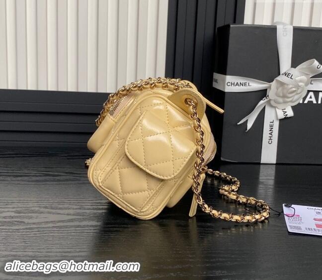 Reasonable Price Chanel Shiny Crumpled Lambskin Small Camera Case bag AS5220 Beige 2024