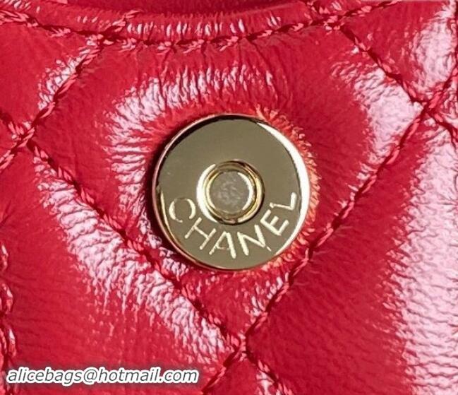 Good Quality Chanel Shiny Crumpled Lambskin Small Camera Case bag AS5220 Red 2024