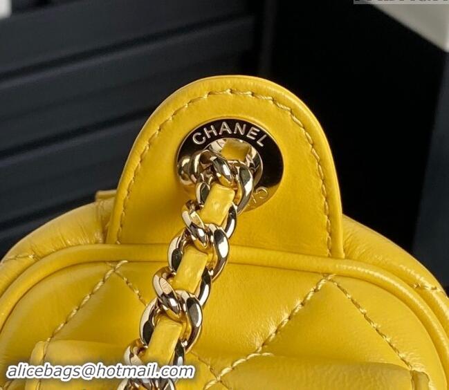 Luxurious Chanel Shiny Crumpled Lambskin Small Camera Case bag AS5220 Yellow 2024