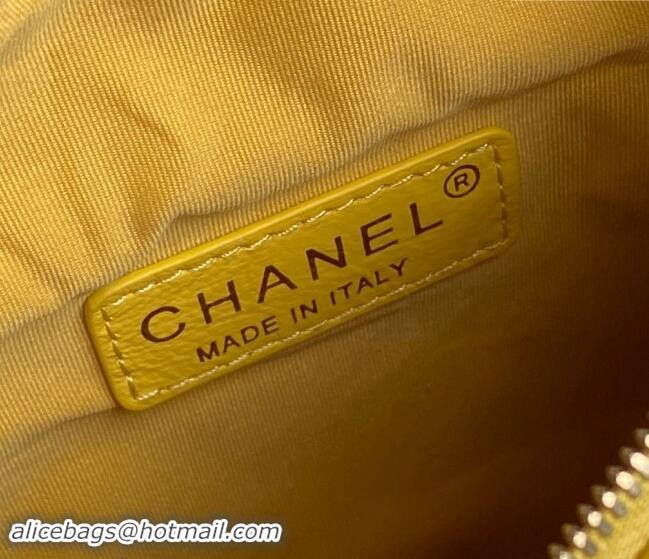 Luxurious Chanel Shiny Crumpled Lambskin Small Camera Case bag AS5220 Yellow 2024