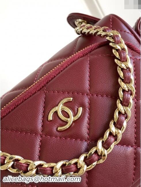 Top Quality Chanel Shiny Crumpled Lambskin Small Camera Case bag AS5220 Burgundy 2024