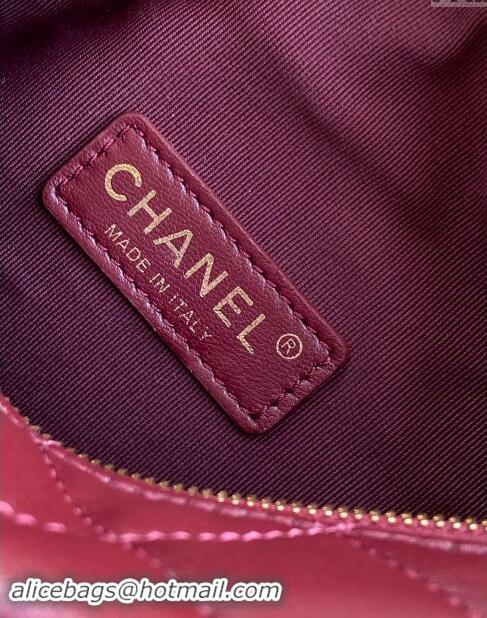 Top Quality Chanel Shiny Crumpled Lambskin Small Camera Case bag AS5220 Burgundy 2024