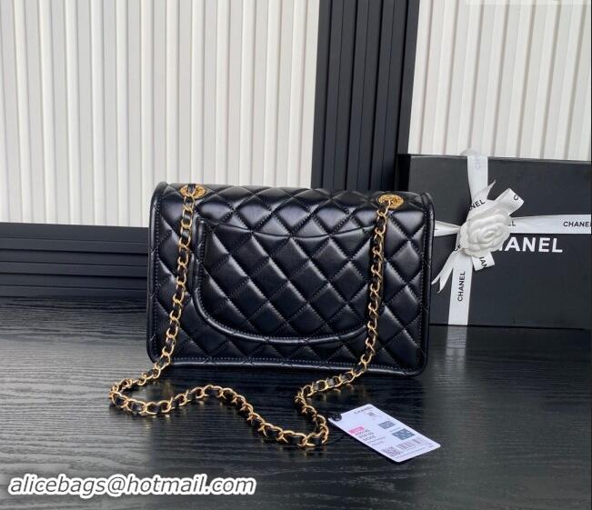 Trendy Design Chanel Shiny Crumpled Calfskin Large Flap bag AS5145 Black 2024