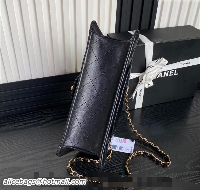 Trendy Design Chanel Shiny Crumpled Calfskin Large Flap bag AS5145 Black 2024