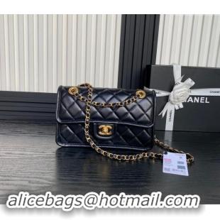 Buy Discount Chanel Shiny Crumpled Calfskin Flap bag AS5225 Black 2024