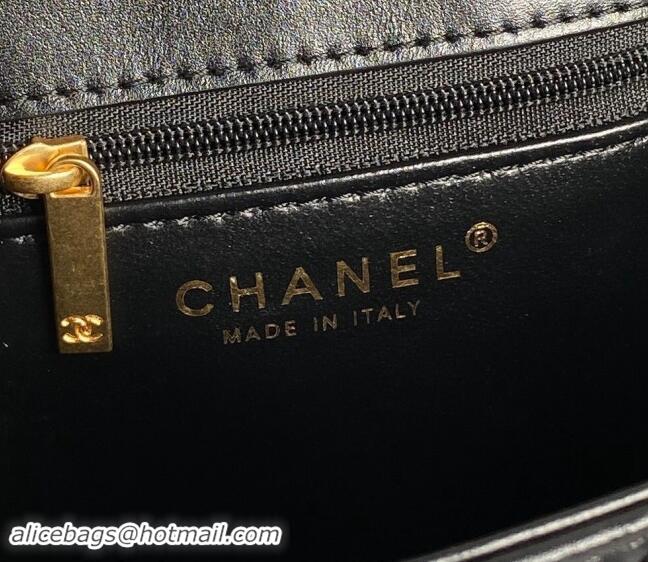 Buy Discount Chanel Shiny Crumpled Calfskin Flap bag AS5225 Black 2024