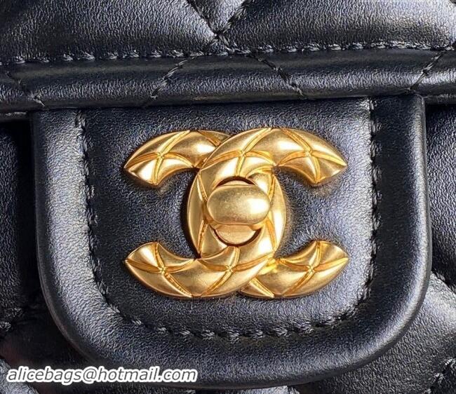 Buy Discount Chanel Shiny Crumpled Calfskin Flap bag AS5225 Black 2024