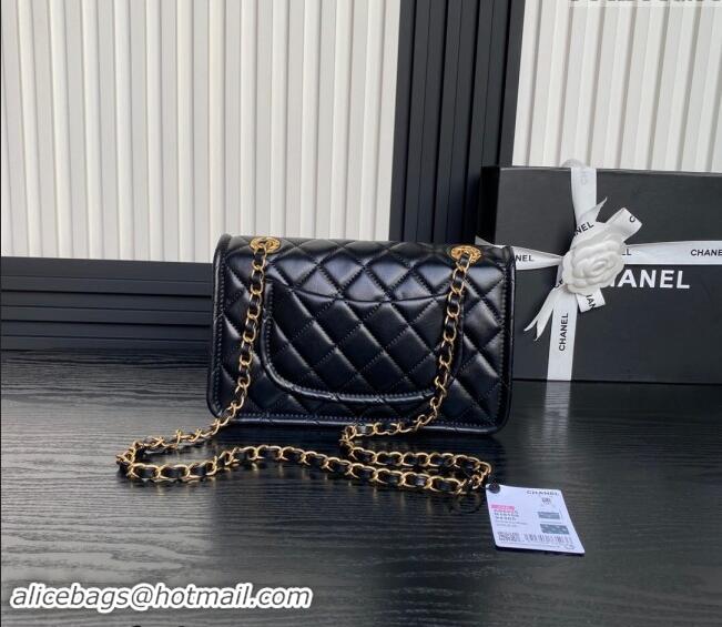 Buy Discount Chanel Shiny Crumpled Calfskin Flap bag AS5225 Black 2024