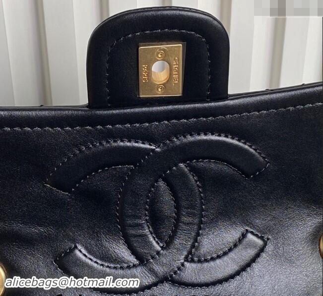 Buy Discount Chanel Shiny Crumpled Calfskin Flap bag AS5225 Black 2024