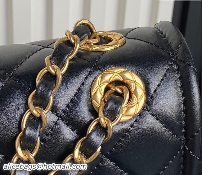 Buy Discount Chanel Shiny Crumpled Calfskin Flap bag AS5225 Black 2024